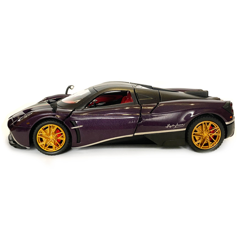 Машинка металева іграшкова Pagani huayra Roadster, Авто Експерт, 1:24, фіолетова, світло, звук, інерція, відкр. двері, 21*5,5*9см. (GT-01557)