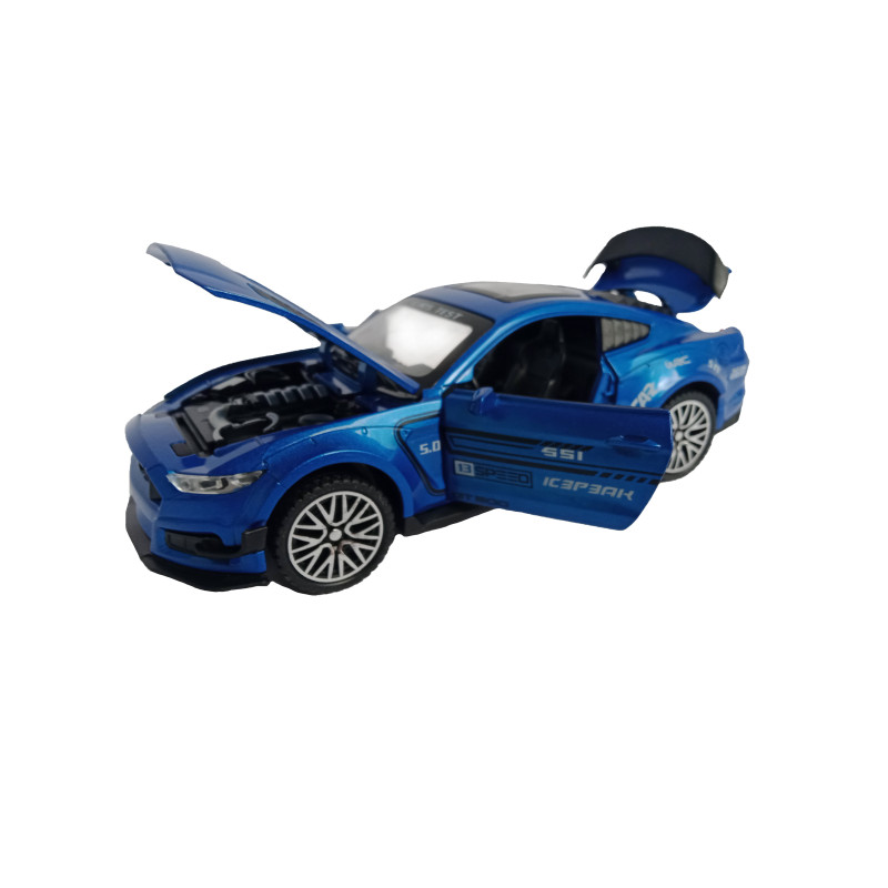 Машинка металева АвтоЕксперт Ford Mustang Shelby GT500 Синя 1:32 світло, звук, інерція, відчиняються двері, 16*6*5см (GT-1712)