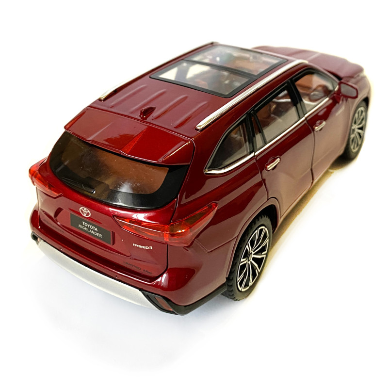 Машинка металева Toyota Highlander Hybrid Тойота Хайлендер Гібрид 1:24 джип червоний звук світло відч двері капот багажник гум колеса 21*7,5*8см (AP-2024)