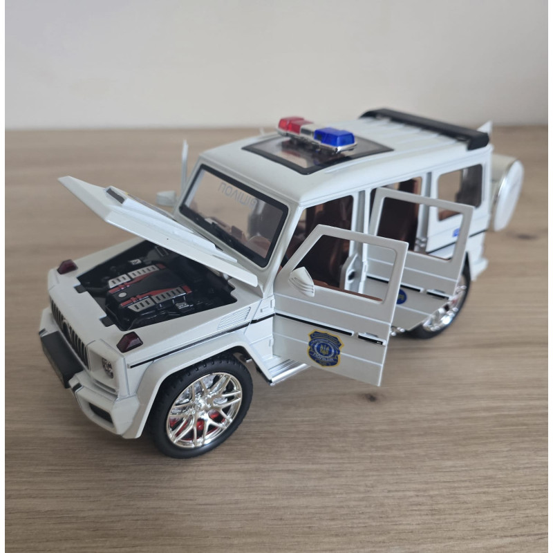 Машина металева поліція Mercedes-Benz G-Class Гелендваген Авто Експерт 1:24 світло звук інерція відч двері баг капот 21*8*9,5см (32968)