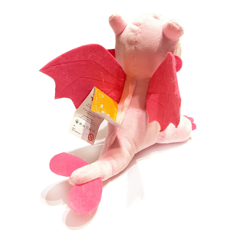 М'яка іграшка Дракончик, дракон, динозаврик, діно, рожевий, KinderToys, 30*25 см (00688-2)