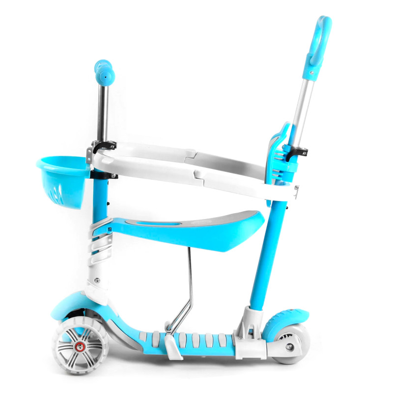 Самокат 5в1 Best Scooter, голубий, із захисним бампером, PU колеса 120х50мм зі світлом, в кор. (B-3047)
