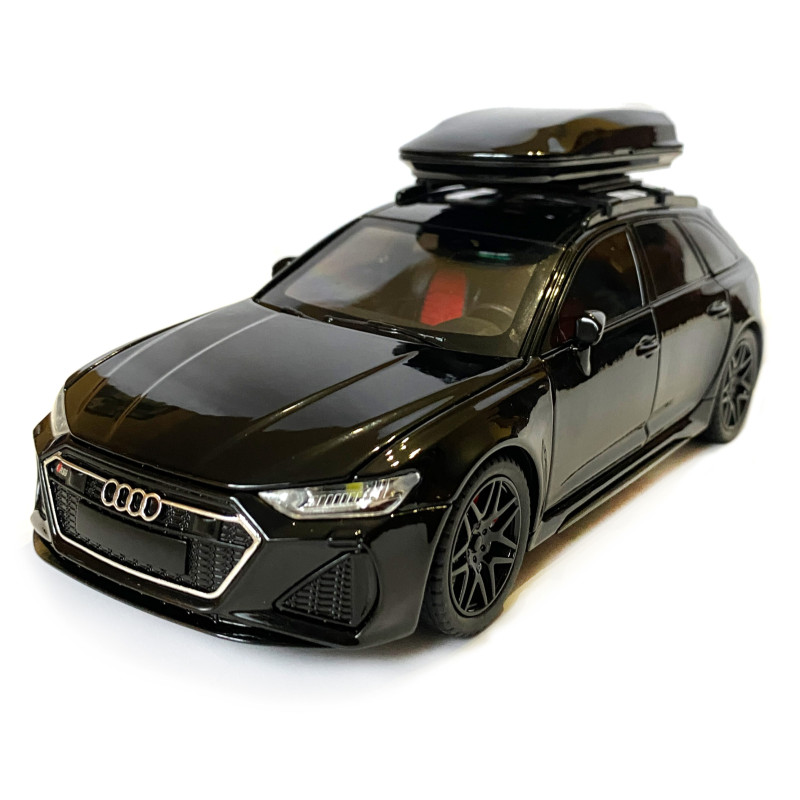 Машинка металева Audi RS6 ауді чорна 1:24 світло інерція відкриваються двері багажник капот резина колеса 21*8*8см (AP-2070)