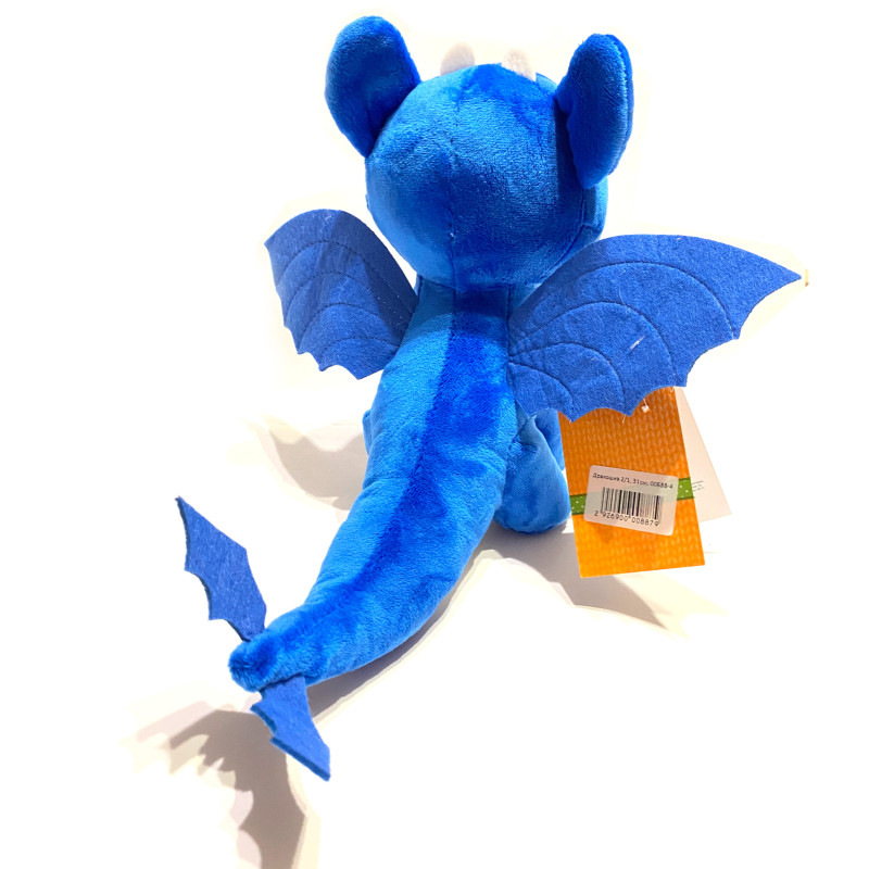 М'яка іграшка Дракончик, дракон, динозаврик, діно, синій, KinderToys, 31*24 см (00688-4)