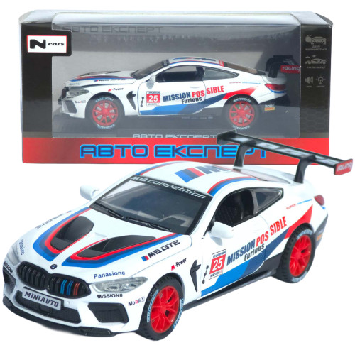 Машинка метал BMW M8 Competition GTE АвтоЕксперт біла 1:32 звук світло інерція 16*7*4 см (LF-46311)