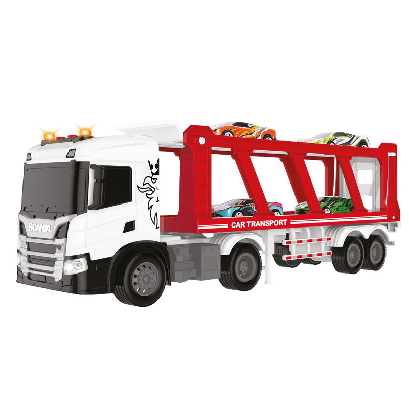 Автоперевізник Scania (4 машинки, світло, звук), Large Truck, TechnoDrive,  42х13х15 см (6414KS)