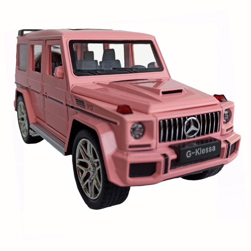 Машинка металева Mercedes-Benz G63 Мерседес Гелендваген, рожевий, Автоексперт, 1:24, світло, інерція, відкриваються двері, багажник, капот, 22*7*9,5см (GT - 08116)