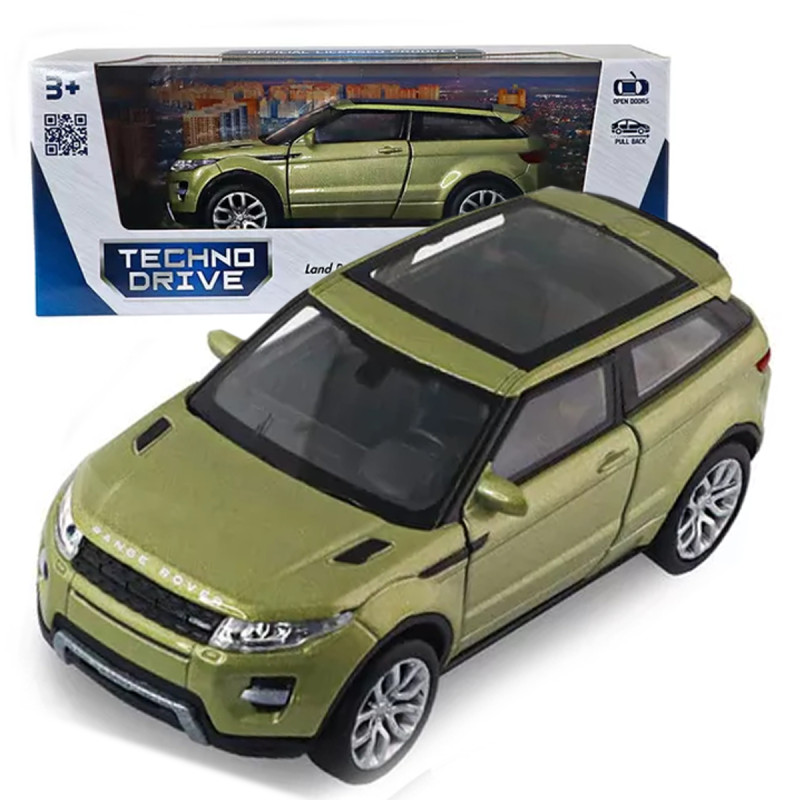 Машинка метал Land Rover  Evoque Ленд ровер 1:43 зелений відкр двері 5*11*4см (250388W)