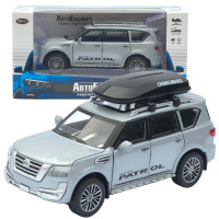 Игрушечная машинка металлическая Nissan Patrol (Ниссан Патрол) «АвтоЕксперт», серая, батар., свет, звук, откр.двери, от 3 лет, 17*8*8см. (6505/50915)