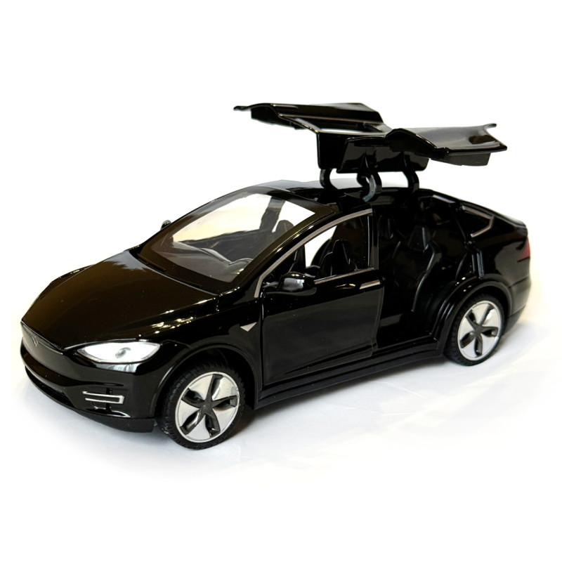 Машинка металева Tesla Model x Тесла чорна 1:32 світло звук відкриваються двері баг капот резинові колеса 15,5*5*6 см (AP-1783)