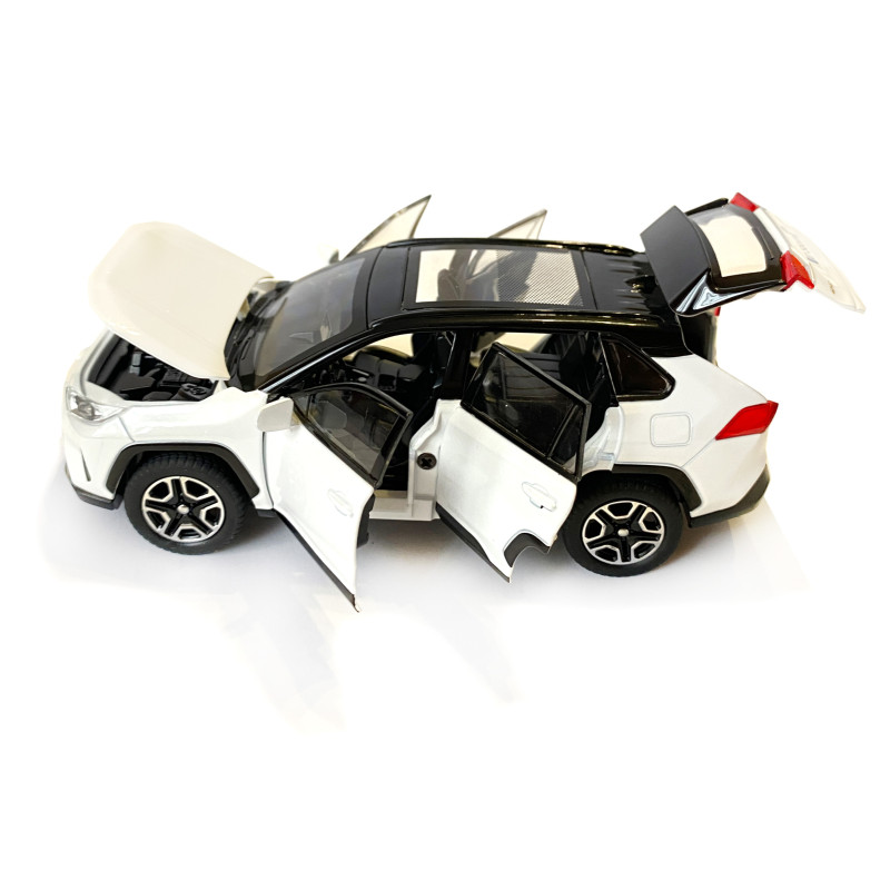 Машинка металева Toyota RAV4 Sport Тойота рав 4 спорт біла 1:32 звук світло інерція відкр двері багажник капот гумові колеса 15,5*7*6см (AP-1967)