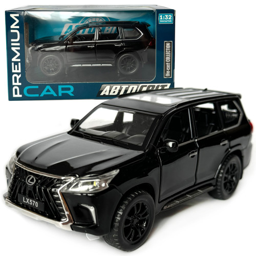 Машинка металева Lexus LX570 Лексус чорний 1:32 звук світло інерція відкр двері багажник капот гумові колеса 15,5*6*7см (AP-1810) 