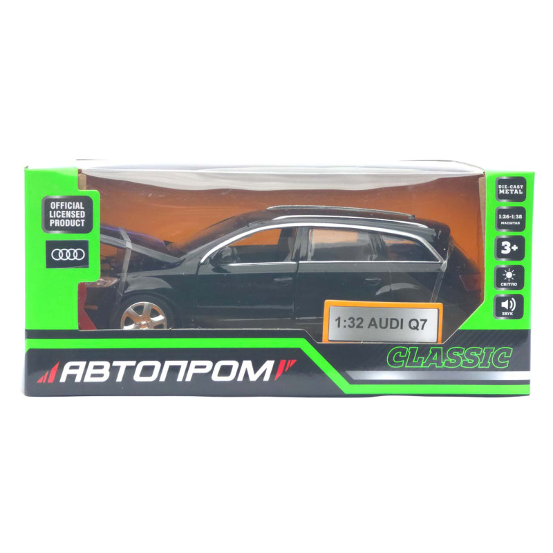 Машина метал Audi Q7 Ауді чорна 1:32 інерція світло звук 16*6*5 см (68310)