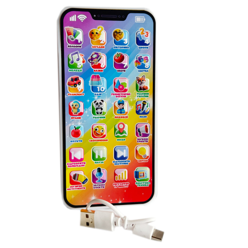 Смартфон дитячий Принцеси WToys укр мова акумулятор кабель USB загадки скоромовки казки вікторина  23 теми 7,5*1*15,5см (84905)