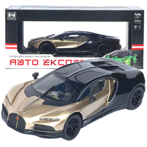 Машинка метал Bugatti Chiron АвтоЕксперт 1:24 золотиста звук світло інерція 20,5*10*5,5 см (G6601-52)