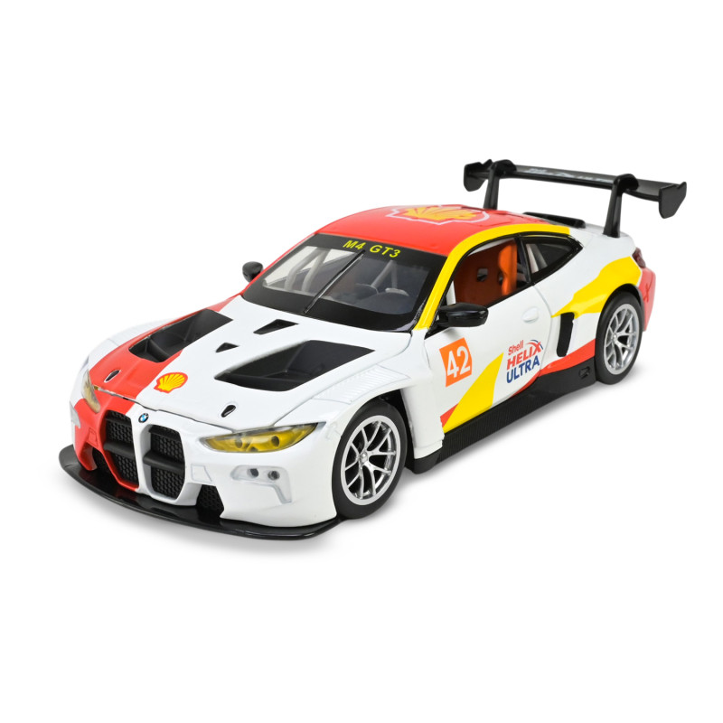 Машинка металева BMW M4 GT3 Автопром 1:24 біла світло звук відкр двері капот 20,5*8,5*5 см (661277E)