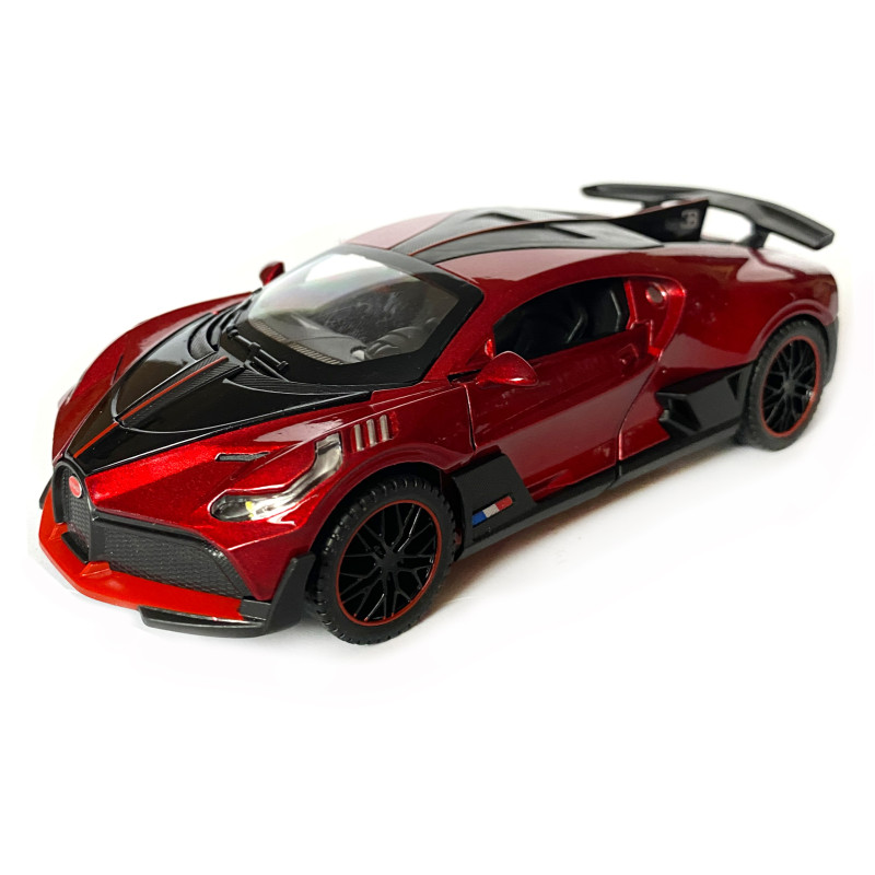 Іграшкова машинка металева Bugatti Divo, Бугатті, червона, звук, світло, інерція, відкр двері, Автоексперт, 1:32,15*7*5см (ТК-10063)