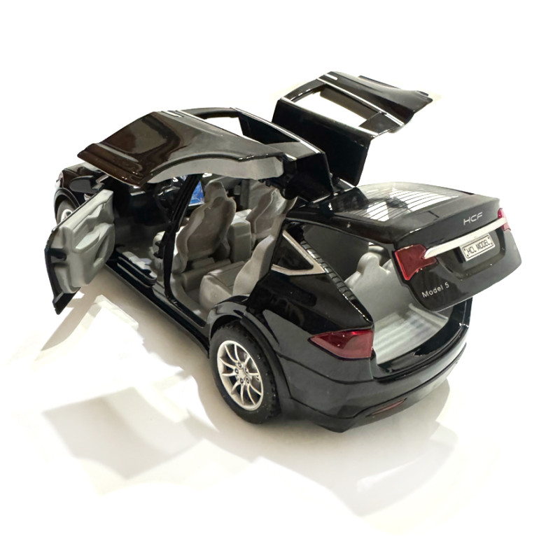 Машина металева Tesla Model 5 Тесла чорна 1:22 світло звук відч двері баг капот 21*8*7см (RS-66012)