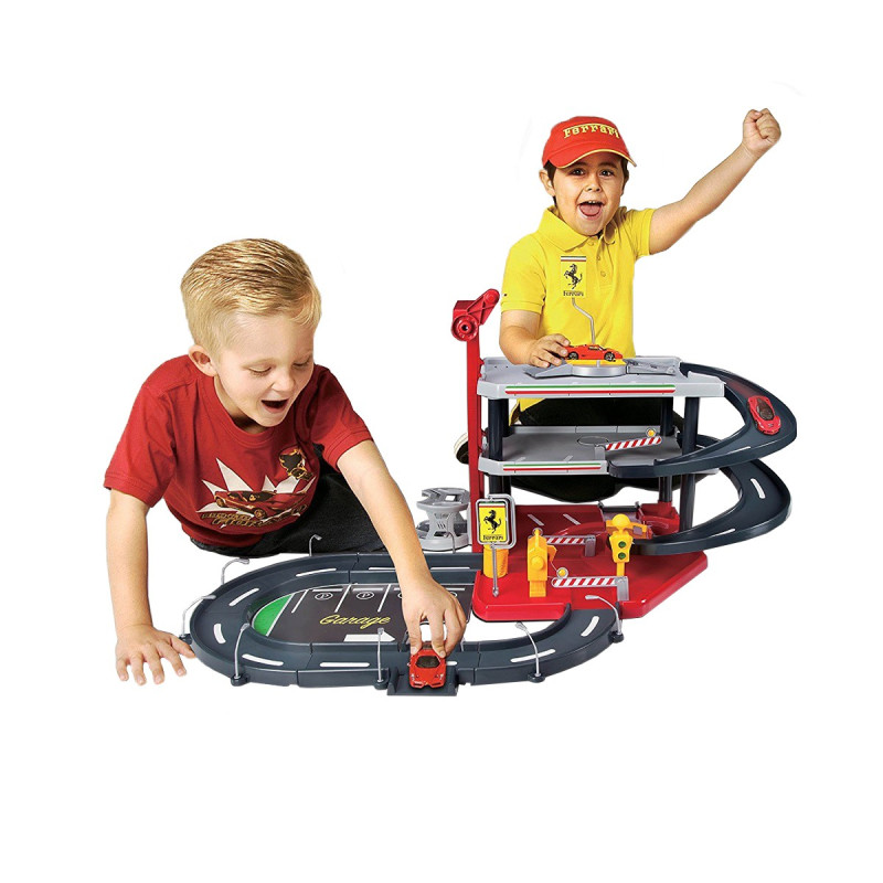 Игровой набор гараж Ferrari 3 Уровня  Bburago (1:43), паркинг, 2 машинки ферари, 85х69х43 см (18-31204)
