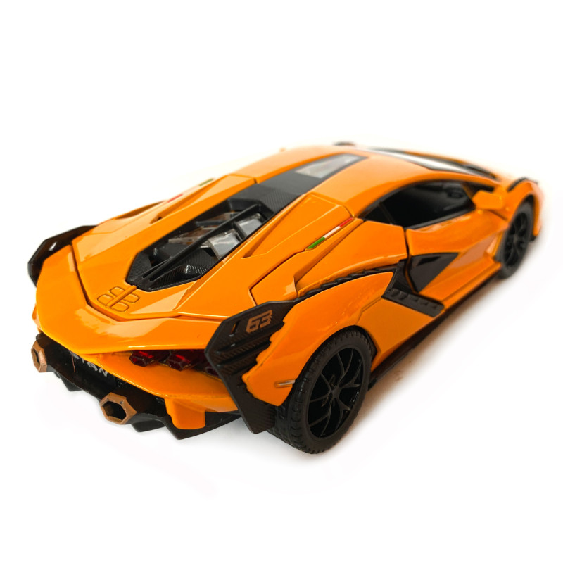 Іграшкова машинка металева Lamborghini Sian, Ламборгіні, жовтий, звук, світло, інерція, відкр двері, багажник, капот, Автоексперт, 1:32,15,5*7*5см (ТК-10517)