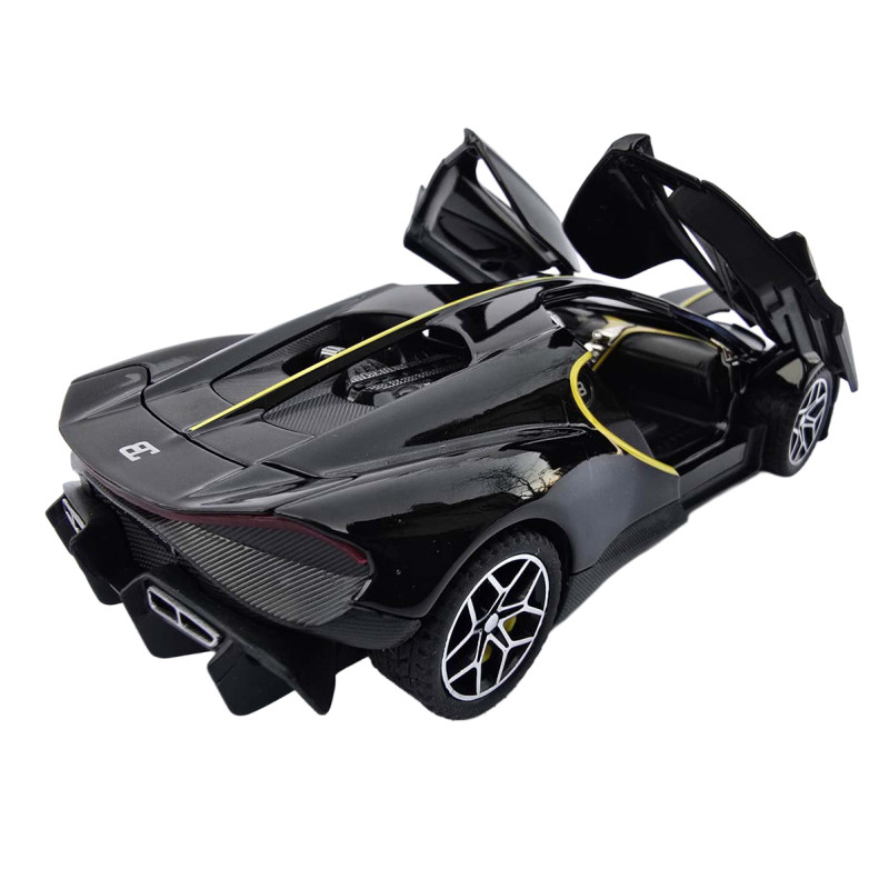 Машинка метал Bugatti Chiron Бугатті чорна 1:32 світло звук 16*7,5*4см (22805)