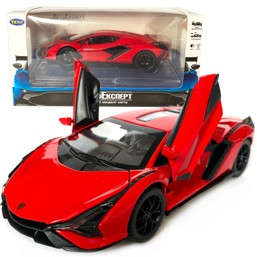 Іграшкова машинка металева Lamborghini Sian, Ламборгіні сіан, червоний, звук, світло, інерція, відкр двері, багажник, капот, Автоексперт, 1:32,15,5*7*5см (ТК-10517) 