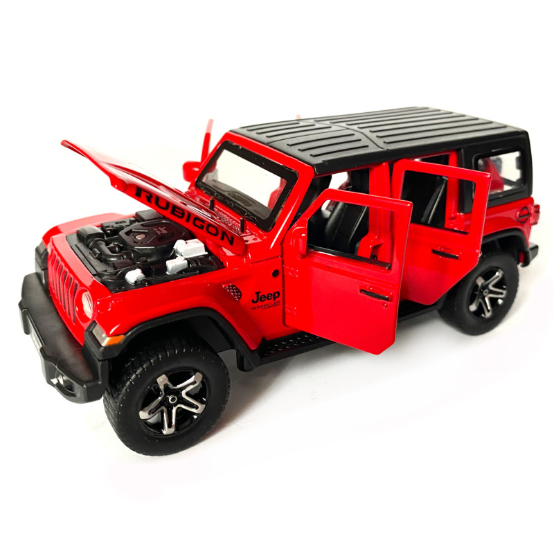 Іграшкова машинка металева Jeep Wrangler Unlimited Rubicon, Джип, червоний, звук, світло, інерція, откр двері, капот, Автоексперт, 1:32,15*7*5,5см (ТК-11213)