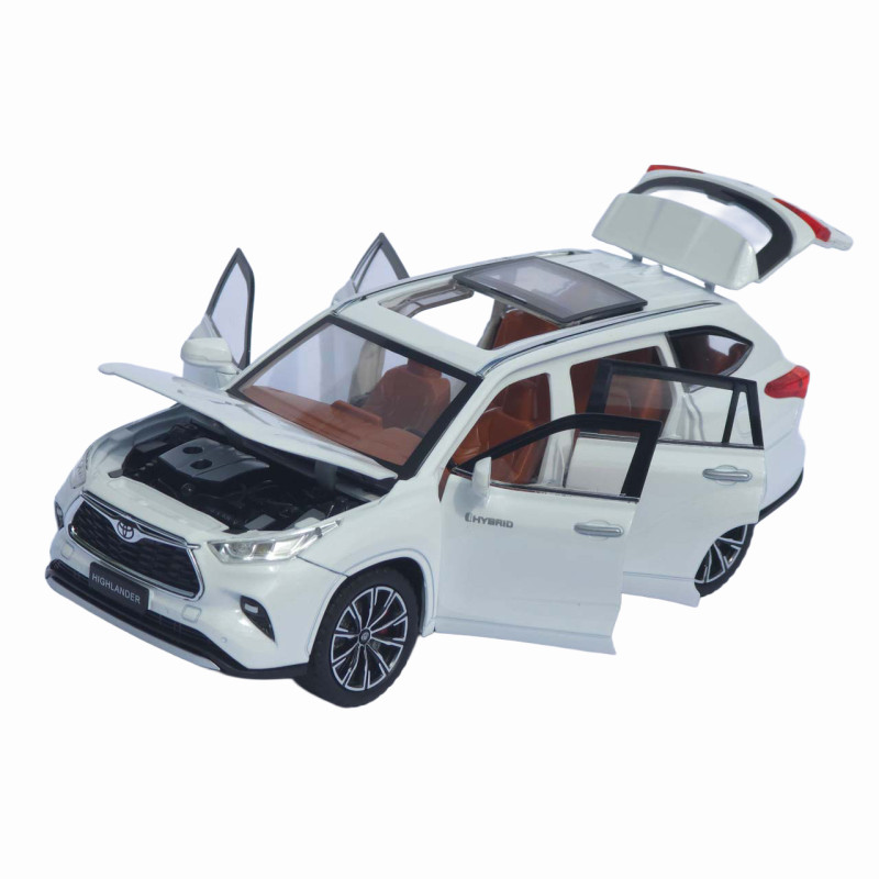 Машинка металл Toyota Highlander АвтоЭксперт белая 1:24 свет звук откр двери капот багажник (1980-08)