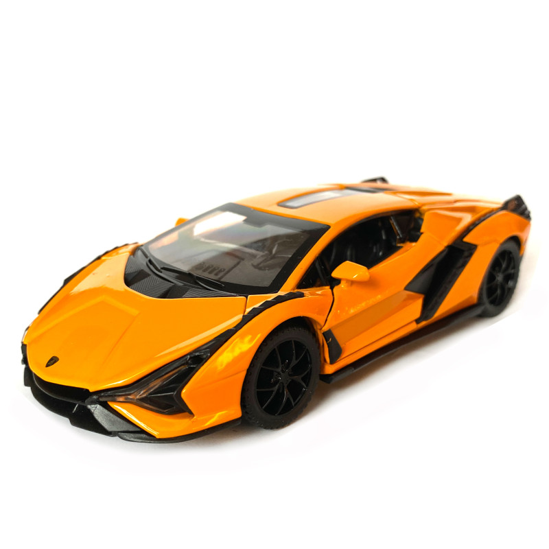 Іграшкова машинка металева Lamborghini Sian, Ламборгіні, жовтий, звук, світло, інерція, відкр двері, багажник, капот, Автоексперт, 1:32,15,5*7*5см (ТК-10517)
