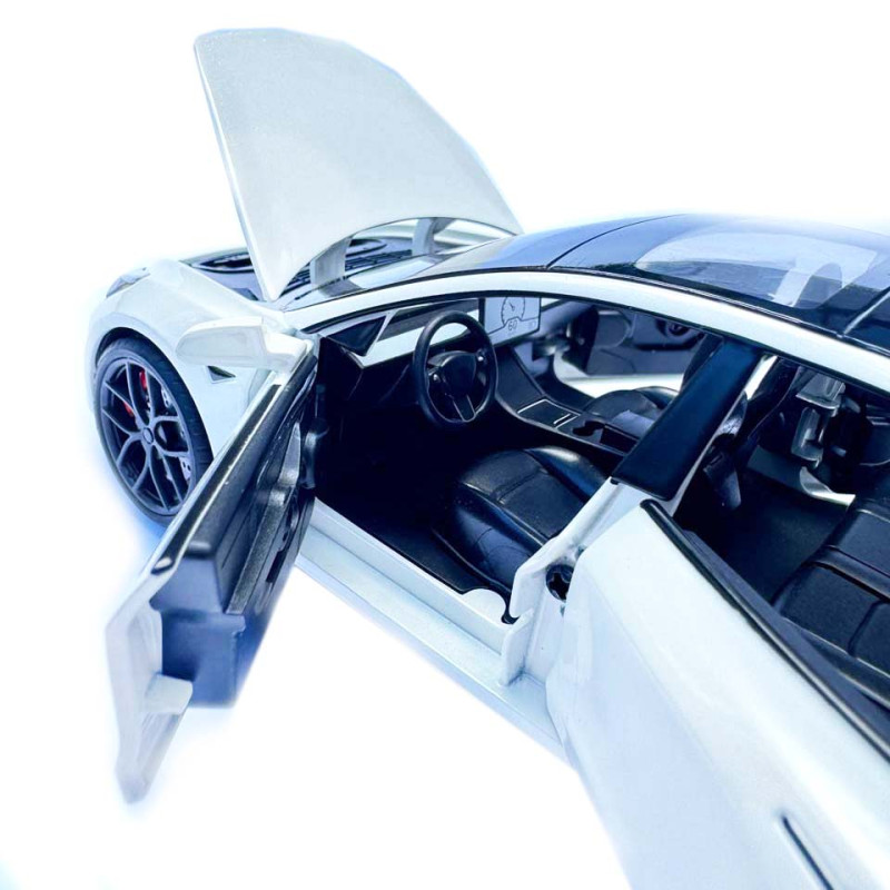 Машинка метал Tesla model 3 біла Тесла 1:24 відкр двері баг капот звук світло 18,5*6*8,5см (EL-94022)