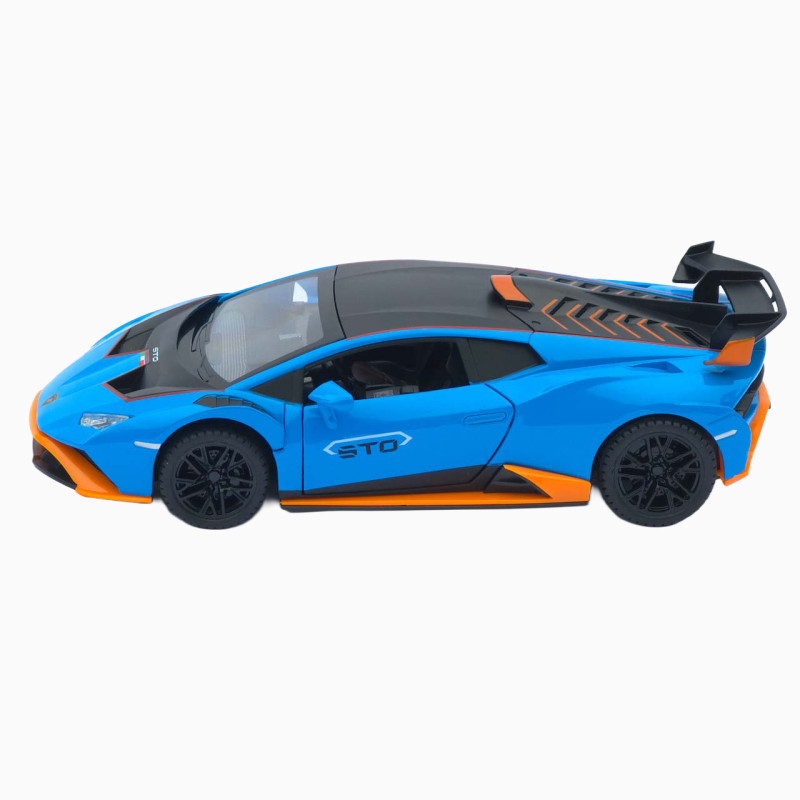 Машинка метал Lamborghini Huracan STO блакитна 1:24 звук світло відчин двері капот багажник (2511-98)