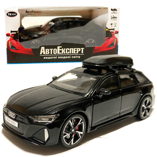 Іграшкова машинка металева Audi RS6, ауді, чорна, звук, світло, откр двері, багажник, капот, Автоексперт, 1:32, 15*7*5см (97056) 