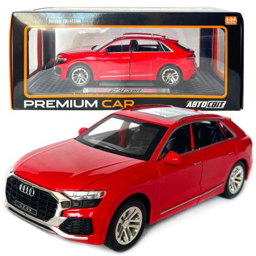 Машинка металева Audi Q8 Ауді червона 1:24 звук світло інерція відкр двері багажник капот гумові колеса 20,5*8*7см (AP-1844)