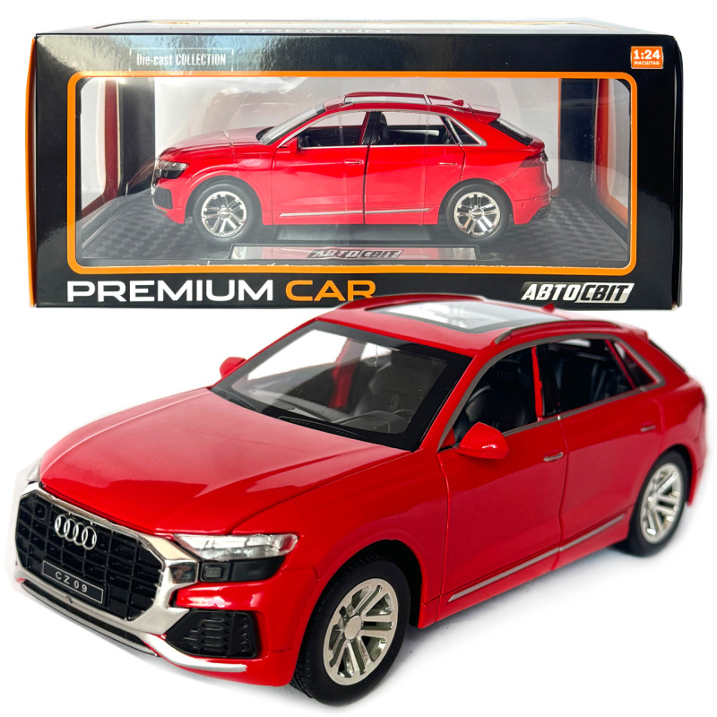 Машинка металева Audi Q8 Ауді червона 1:24 звук світло інерція відкр двері багажник капот гумові колеса 20,5*8*7см (AP-1844)