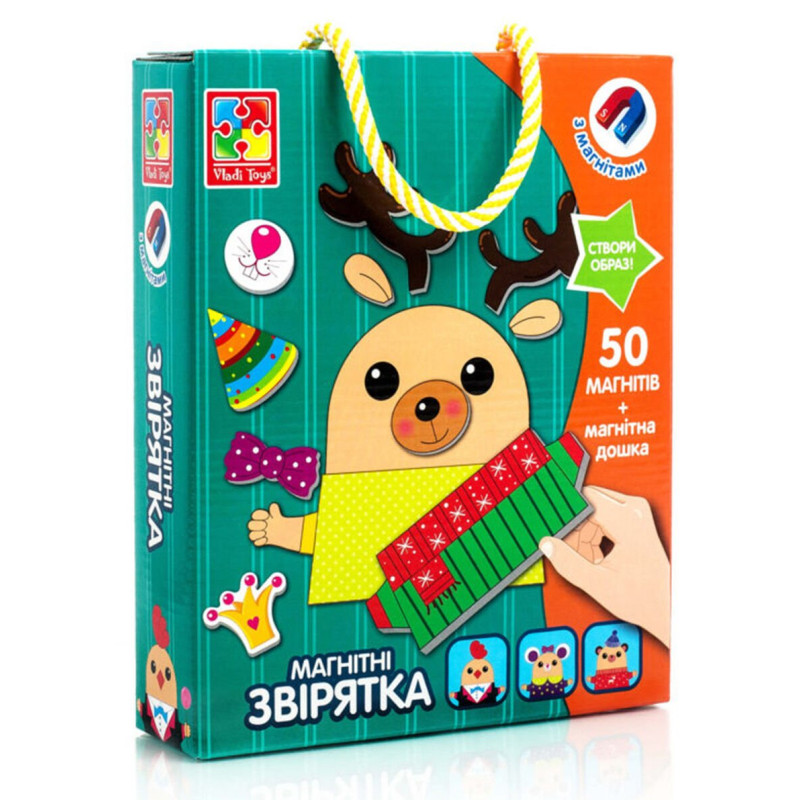 Магнітна гра "Звірятка" Vladi Toys, 50 магнітів (VT3702-16)