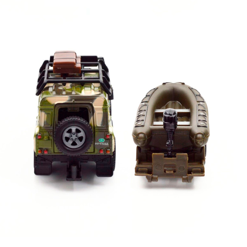 Игровой набор Land Rover Defender Миллитари с лодкой металл пластик длина с прицепом 27см (520191.270)