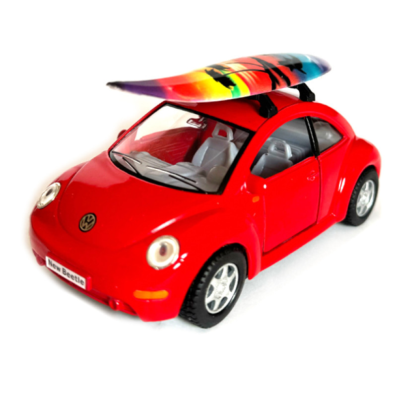 Машинка металева Volkswagen new beetle Фольксваген жук червоний 1:36 відкр двері резинові колеса 12,5*5*6 см (KT5028WS)