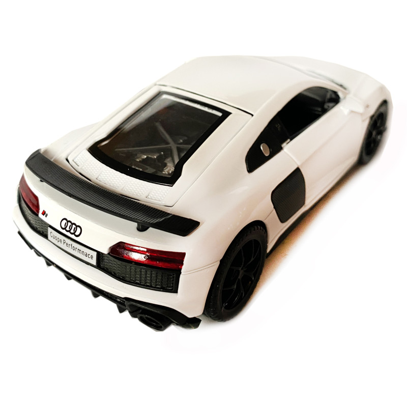 Іграшкова машинка металева Audi R8 V10 performance, Ауді, біла, звук, світло, інерція, відкр двері, багажник, капот, Автоексперт, 1:32,14*7*4,5см (ТК-16650)