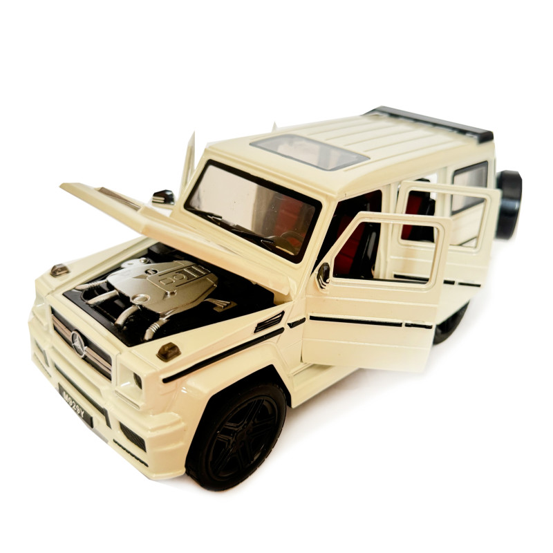 Машинка металева Mercedes-Benz G65 AMG Гелендваген Мерседес білий 1:24 світло, інерція, відкриваються двері, багажник, капот, 21*8*9,5см (AP- 1708)