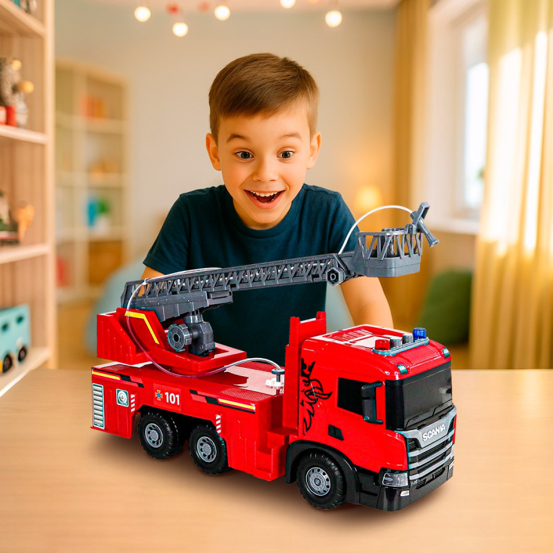 Пожарная машина Scania (свет, звук, функ. воды), Super Big Truck, TechnoDrive, 52х19х27см (5005KS)