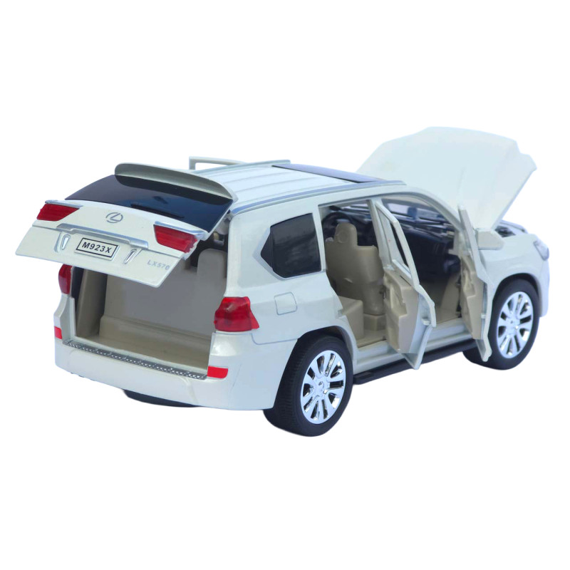 Машинка металева Lexus LX 570 біла 1:24 звук світло інерція відкр двері баг капот 20*8*7,5 см (RS-42075)