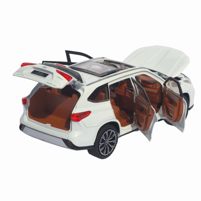 Машинка металл Toyota Highlander АвтоЭксперт белая 1:24 свет звук откр двери капот багажник (1980-08)