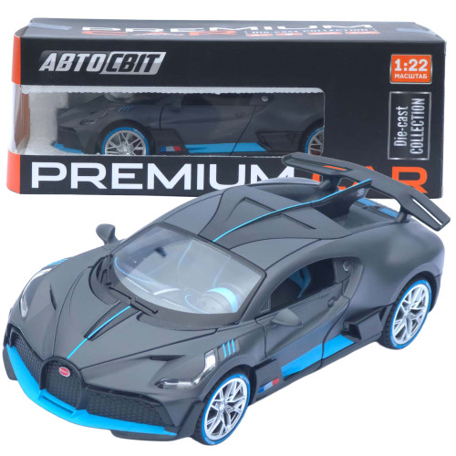 Машинка метал Bugatti Divo АвтоСвіт сіра 1:22 світло звук інерція 20*10*5,5 см (AP-1978)