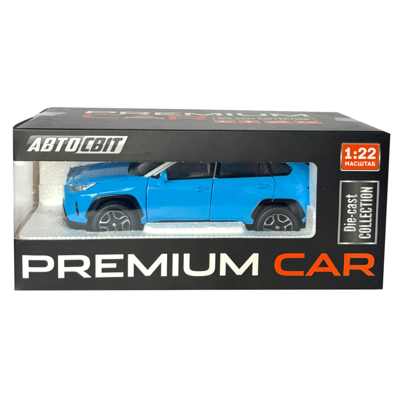 Машинка металева Toyota RAV4 Sport Тойота рав 4 спорт синя 1:22 звук світло інерція відкр двері багажник капот гумові колеса 19*7*8см (AP-1989)