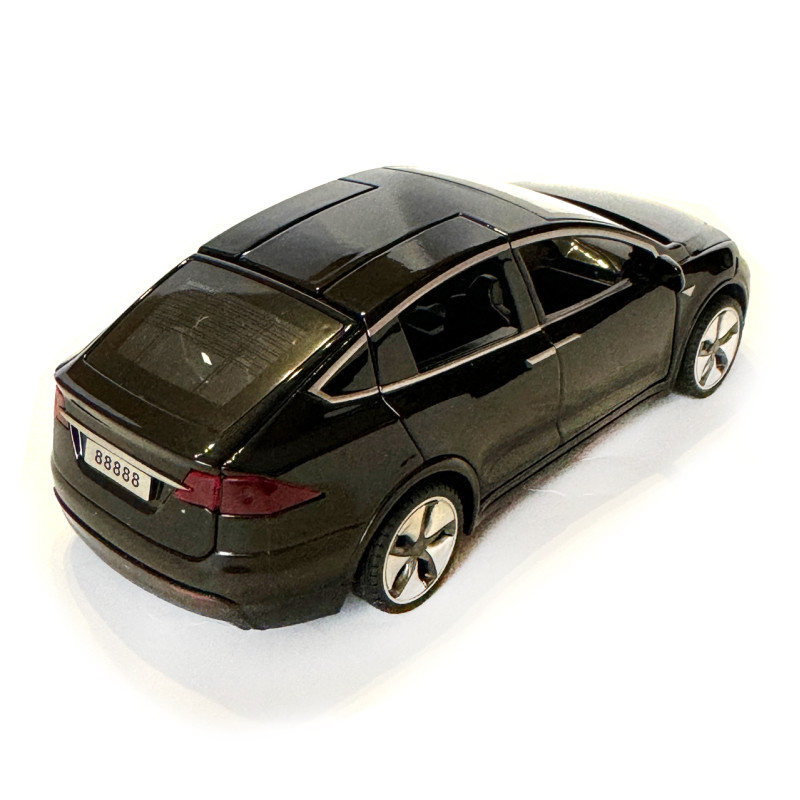Машинка металева Tesla Model x Тесла чорна 1:32 світло звук відкриваються двері баг капот резинові колеса 15,5*5*6 см (AP-1783)
