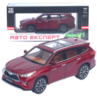 Машинка металл Toyota Highlander АвтоЭксперт бордовая 1:24 свет звук откр двери капот багажник (1980-08)