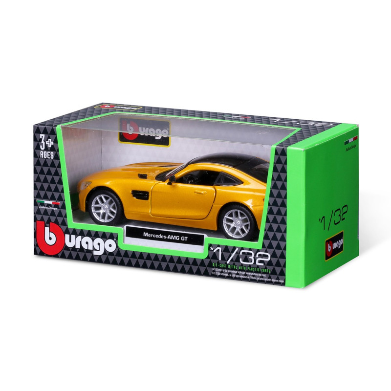 Машинка металева Mercedes-AMG GT Bburago 1:32, відкриті двері, жовта 14*5*5 см (18-43065)