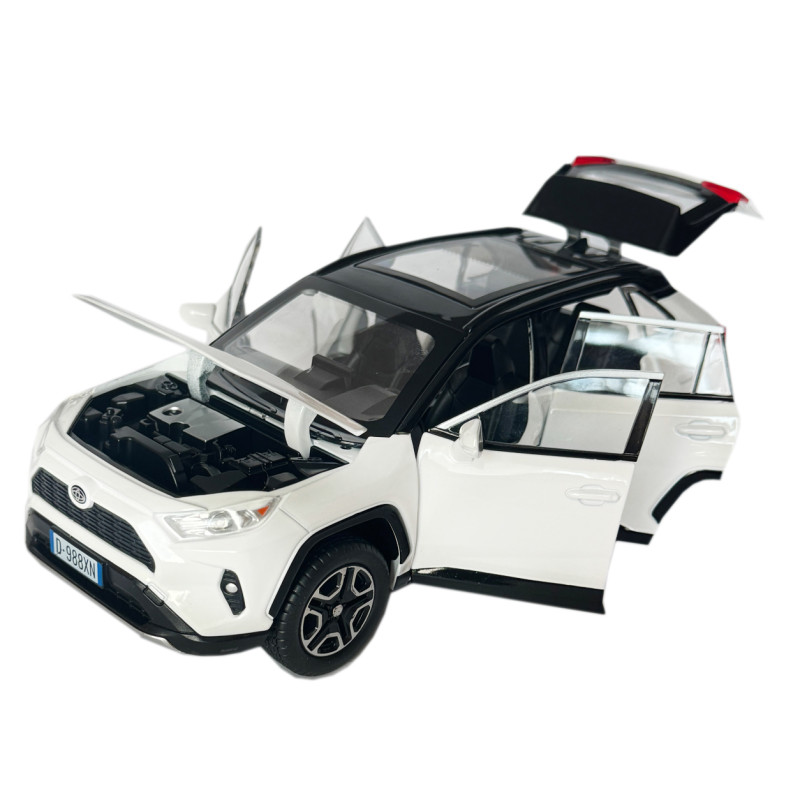 Машинка металева Toyota RAV4 Sport Тойота рав 4 спорт біла 1:22 звук світло інерція відкр двері багажник капот гумові колеса 19*7*8см (AP-1989)