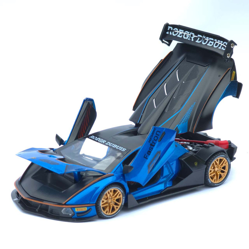 Машинка метал Lamborghini Essenza SCV12 синя 1:24 звук світло відчин двері капот багажник (1650-05)