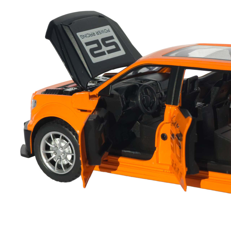 Машинка метал Ford F-150 Raptor помаранчева 1:22 світло звук інерція відч двері капот багажник (TX33912)